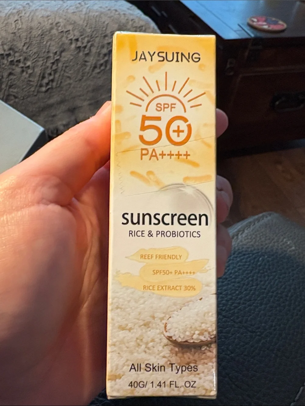 Jaysuing SPF 50+ PA++++ Rice & Probiotics Sunscreen - White/Yellow